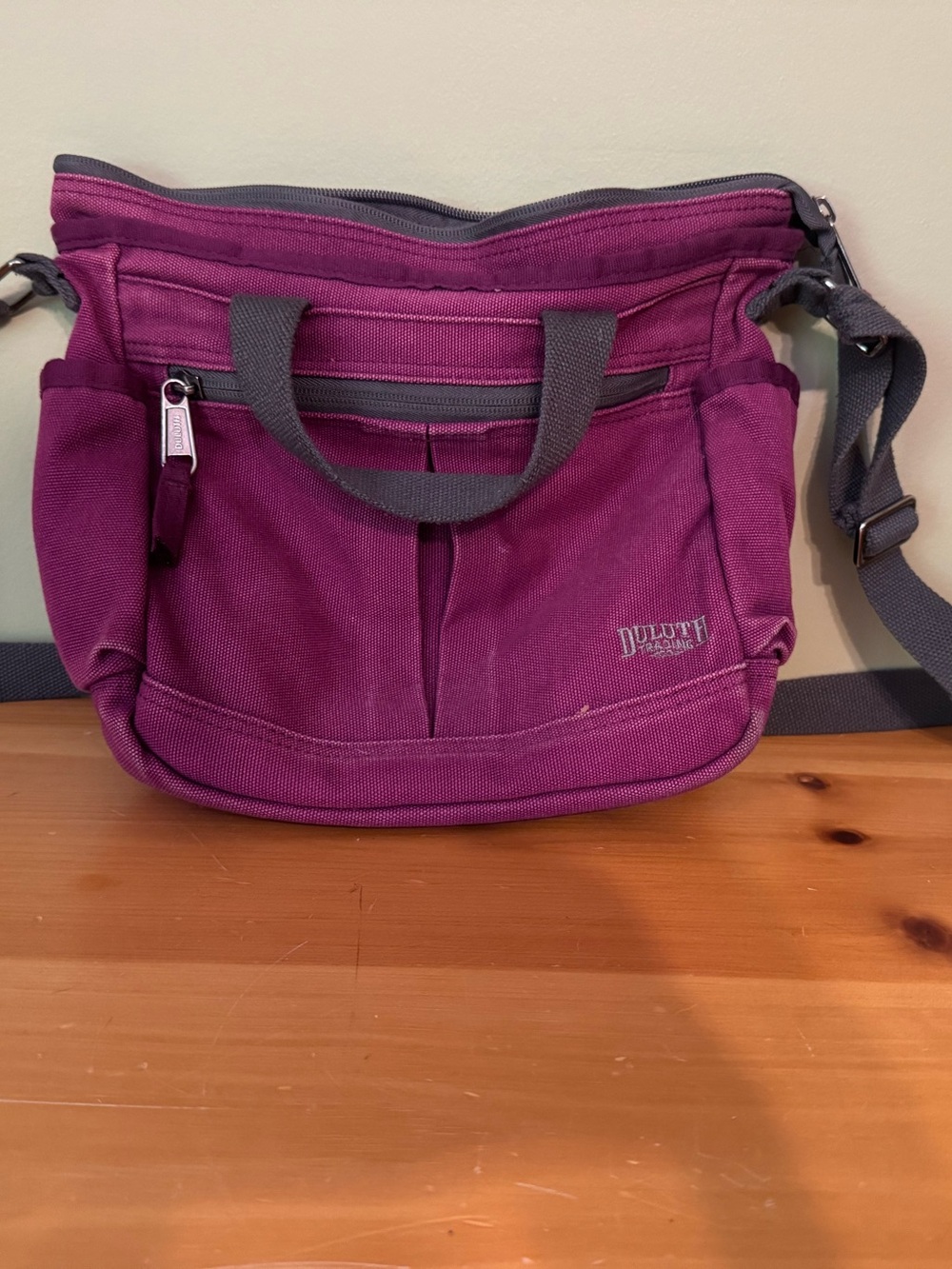 Duluth Trading Co Purple-Magenta Canvas Crossbody Bag